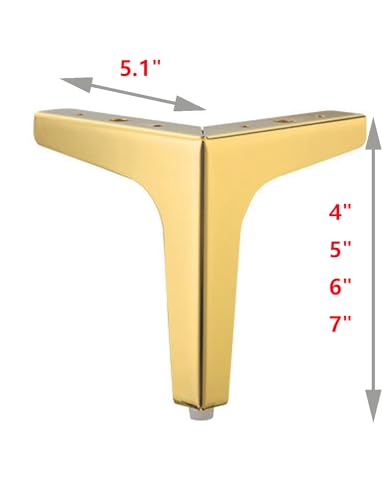 Modern Gold Metal Furniture Legs, 7 Inch Table Legs for Couch Bed Cabinet Cupboard,Modern Furniture Feet,Set of 4(7" Height,Gold) - color: Gold, size: 6.7"/17cm