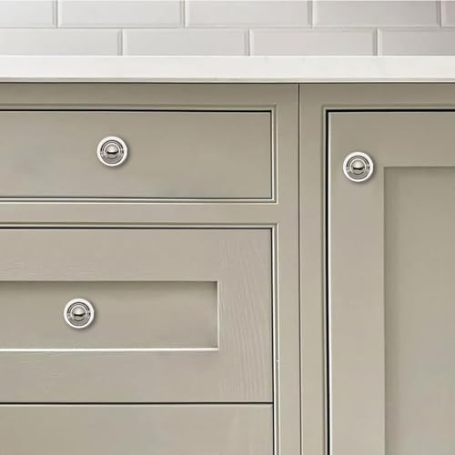khtumeware 4 Pack Large 1-3/4 Inch Cabinet Knob, Metal Zinc Alloy Handle, Polished Nickel Drawer Handle, Bifold Closet/Wardrobe/Cabinet/Bathroom Cabinet Door Knobs, Durable - color: Polished Nickel, size: 1-3/4 Inch Diameter-Knob