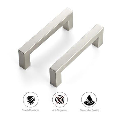 Ravinte Brushed Nickel Square Pulls Cabinet Handles,3-3/4 Inch,30 Pack - color: Brushed Nickel, size: 3-3/4 Inch Hole Center