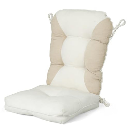 Rocking Chair Cushions Set - Non-Slip Adirondack Chair Cushions with Ties Indoor/Outdoor Rocking Chair Pad for Living Room, Bedroom, Balcony, Office - color: White-beige