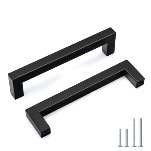 Goldenwarm 35 Pack 5 in Matte Black Cabinet Handles Square Drawer Pulls - color: Matte Black, size: 5 Inch Hole Center