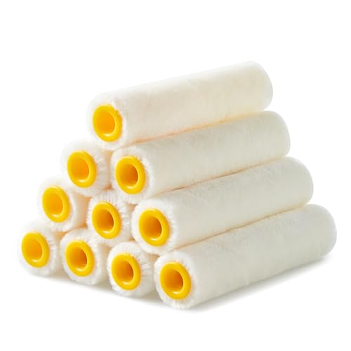 Voomey Mohair Mini Paint Roller 4 Inch Wool Blend Covers 10 Pack - style: 4 inch（Mohair Mini Paint Roller） 10 pack