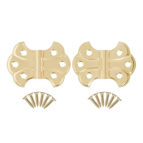Polished Brass Butterfly Hinges - 2" x 1-7/16" - Pack of 2 - Surface Mount Hinges for Cabinet Doors and Boxes - UA-262-HPB (1) - color: Brass