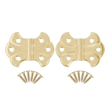 Polished Brass Butterfly Hinges - 2" x 1-7/16" - Pack of 2 - Surface Mount Hinges for Cabinet Doors and Boxes - UA-262-HPB (1) - color: Brass