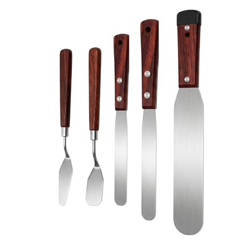 5-Piece Essential Caulk Spatula Set with Wooden Handle - size: 5pcs