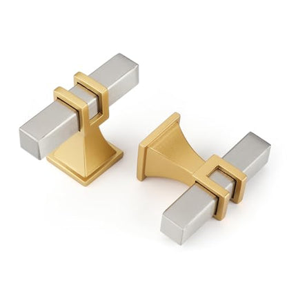 25 Pack Cabinet Knobs Brushed Nickel and Gold Dresser Drawer Knobs Silver and Gold Cabinet Knobs Kitchen Cabinet Hardware - color: Brushed Nickel & Matte Gold, size: Single Hole Knob