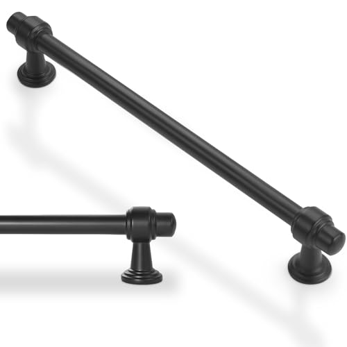 10 Pack 7-1/2 Inch(192mm) Kitchen Cabinet Handles Matte Black Cabinet Pulls Zinc Alloy Drawer Pulls Solid Kitchen Hardware - color: Matte Black, size: 7-1/2'' Hole Center(192mm)