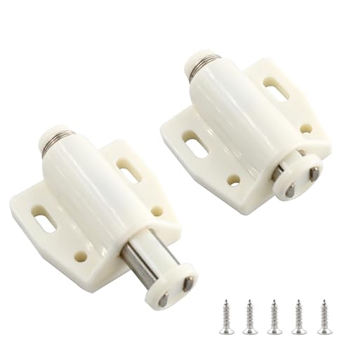 White Magnetic Touch Latch, Push to Open Cabinet Magnetic Door Latches, Magnetic Push Release Latch and Catch for Cabinet Door Cupboard Drawers, 2pcs - color: White, size: 2 Pieces