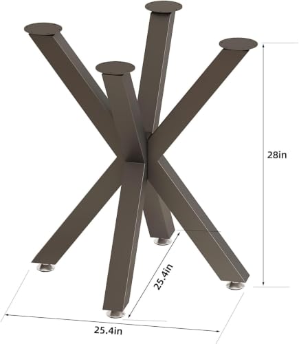28" Metal Table Base with Suction Cups, Fits Glass Marble Wood - color: Metal Black