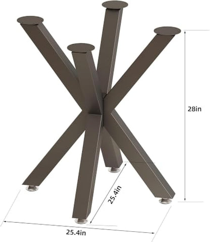 28" Metal Table Base with Suction Cups, Fits Glass Marble Wood - color: Metal Black