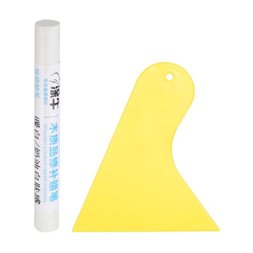 HARFINGTON Wood Filler Sticks Wood Furniture Scratch Repair Filler Sticks Furniture Touch Up Markers with Yellow Scraper for Wood Holes Wood Floor Table Door Cabinet, Milky White - color: Milky White