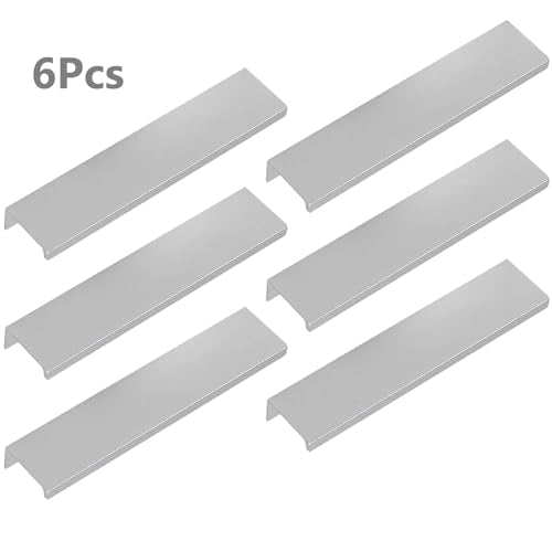 5.9 Inch Finger Pull 6Pcs, 5 Inch Hole Centers, Aluminum Alloy, Silver - color: Silver, size: 150mm/5.9", style: Straight Edge