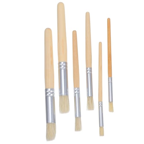Healeved 12pcs Wood Handle Stencil Brush Set with Hollow Center for Precise Detailed Painting Natural Bristle Brushes for Oil Acrylic Watercolor DIY Art and Craft Supplies