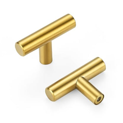 10 Pack Gold Cabinet Knobs 2 Inch Brushed Brass Drawer Knobs Single Hole - color: Brushed Brass