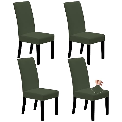 Easy-Going Dining Chair Covers Stretch Dining Room Chair Covers Set of 4, Parsons Chair Slipcovers for Dining Room, Ceremony, Banquet, Greyish Green - color: Greyish Green