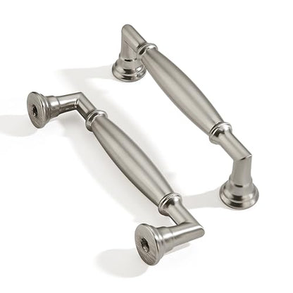 2 Pack 3-3/4 Inch Hole Center Brushed Satin Nickel Cabinet pulls Solid Heavy Duty Cabinet Pull Cabinet Handles Kitchen Cabinet Hardware Vanity Handles Bathroom Cabinet pulls - color: Brushed Satin Nickel, size: 3-3/4 Inch(96mm)hole center