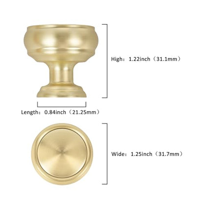 10 Pack Brushed Gold Cabinet Knobs, 1-1/4 Inch Zinc Alloy knob - color: Brushed Gold
