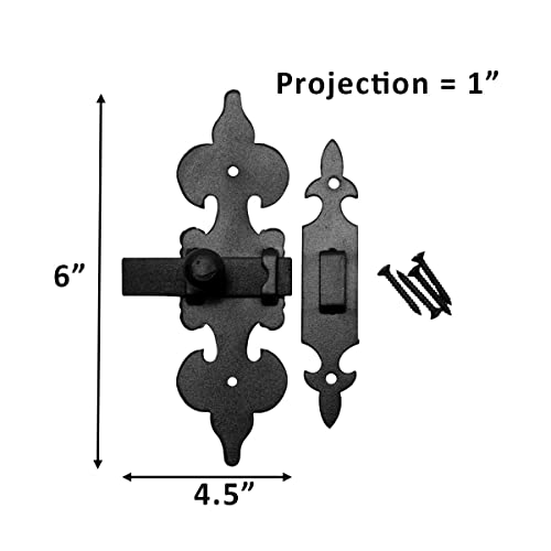 Cabinet Latch Wrought Iron Black Fleur De Lis 6" Pack of 10 Renovators Supply - size: Pack of 10