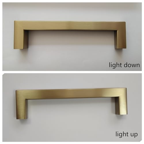 20 Pack Champagne Cabinet Pulls 5 Inch Square Drawer Handles Champagne Bronze Cabinet Handles Dresser Pulls Modern Stainless Steel Kitchen Hardware - color: Champagne, size: 5 Inch Hole Centers