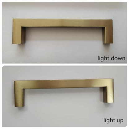 20 Pack Champagne Cabinet Pulls 5 Inch Square Drawer Handles Champagne Bronze Cabinet Handles Dresser Pulls Modern Stainless Steel Kitchen Hardware - color: Champagne, size: 5 Inch Hole Centers
