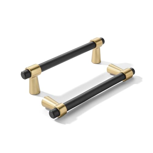 khtumeware 3 inch 5 Pack Matte Black/Champagne Bronze Cabinet pulls Zinc Alloy, Kitchen Cabinet Handles, Wardrobe Drawer Handles - Suitable for Bathroom cabinets, Bedroom Furniture - color: Matte Black/Champagne Bronze, size: 3 Inch