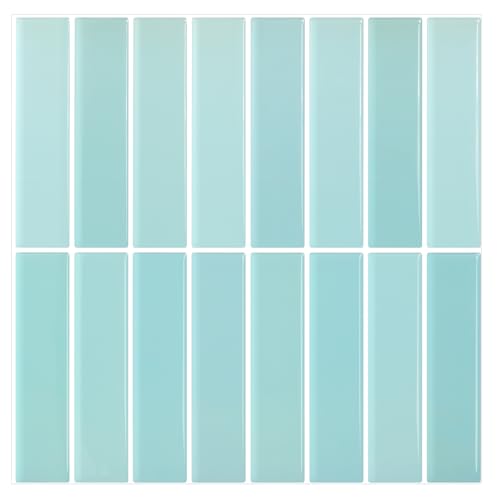 Peel and Stick Tile，New Upgrade Thicker Design Self Adhesive 12" x 12" Large Premium Peel and Stick Backsplash for Kitchen,Bathroom, Living Room, RV Etc（10-Sheet）. - color: Pale Blue