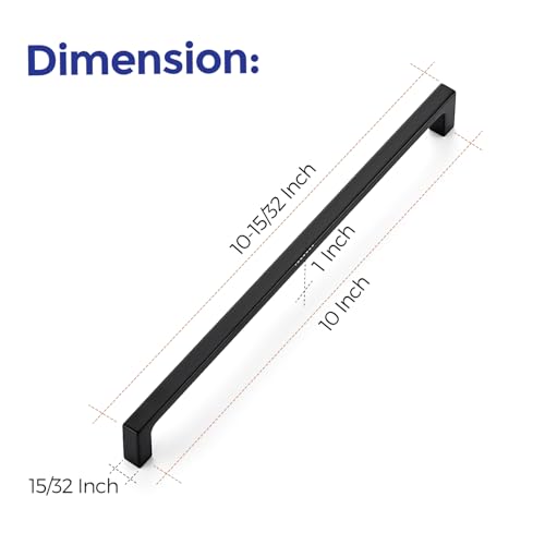 Ravinte Matte Black Square & Solid Cabinet Handles,10 Inch,30 Pack - size: 10 Inch Hole Center