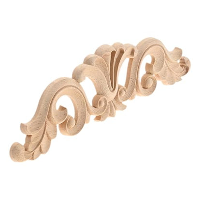 1Pc Wood Carved Appliques Long Wooden Onlays Furniture DIY 8.66"x2.36" - color: 1Pc, size: 22x6cm/8.66"x2.36"
