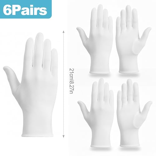CoguZed 6 Pairs White Cotton Gloves for Jewelry & Art Handling - Thin Non-Latex Inspection Gloves for Coin Collecting, Craft Work - Unisex Size