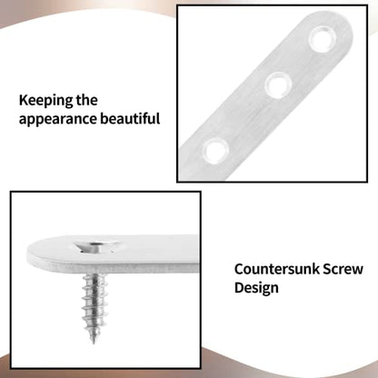 Jiozermi 12 Pcs Straight Brace, 3" x 0.7", Stainless Steel Silver - size: Silver, 3” x 0.7”, 12 Pcs