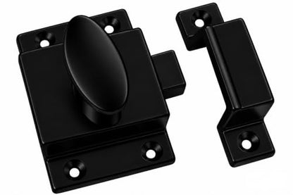 QCAA Traditional Large Oval Turn Cabinet Latch, Solid Brass, 2", for Cupboard & Other Furniture, Matte Black, 1 Pack, Made in Taiwan - color: Matte Black, size: 1 Pack