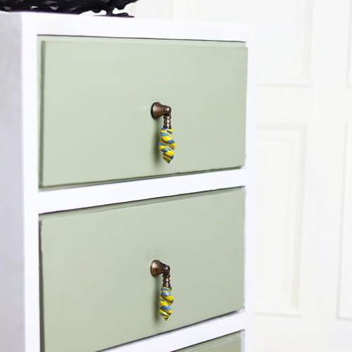 Indian Shelf 6 Piece Tear Drop Dresser Knobs for Drawer Cabinet - color: Colourful Twist, size: 6 Knobs