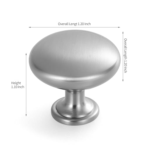 Lardmon 10 Pack Brushed Satin Nickel Round Cabinet Knobs 1.2 Inch(30.5mm) Dia. Mushroom Drawer Knobs Modern Single Hole Cabinet Pulls Solid Kitchen Knobs Cabinet Handles Kitchen Hardware for Dresser - color: Brushed Satin Nickel, size: 1.2 Inch Diameter,