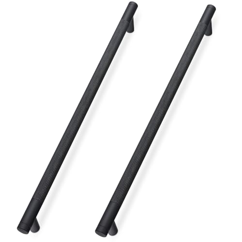 20 Pack Matte Black Cabinet Pulls knurled 10 Inch Hole Centers Kitchen Cabinet Handles Black Drawer Pulls Cabinet Hardware - color: Matte Black, size: 10 in Hole Center