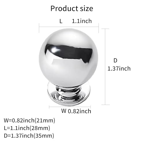 khtumeware 2 Pack 1.1 Inch Polished Chrome Cabinet Knobs Small Ball Kitchen Cabinet Hardware Drawer Knobs Pulls for Drawers. - color: Polished Chrome, size: 1-1/8 Inch(28mm)Diameter