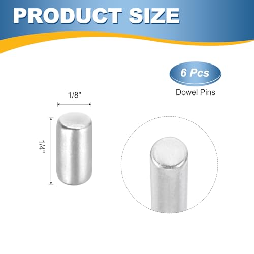 MECCANIXITY 6Pcs 1/8" x1/4" Dowel Pins Cylindrical Shelf Support Pegs - size: 1/8"x1/4"