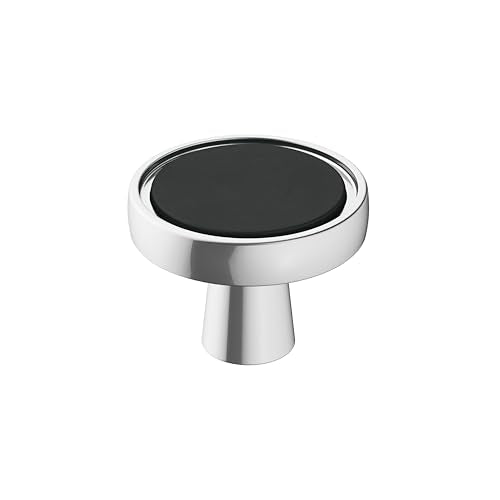 Amerock 1-3/8" Round Mergence Matte Black/Polished Chrome Cabinet Knob - color: Matte Black/Polished Chrome