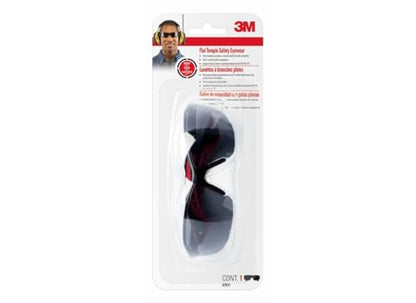 3M Flat Temple Safety Eyewear Anti-Scratch, Black/Grey, Grey Lens, 1-Pair