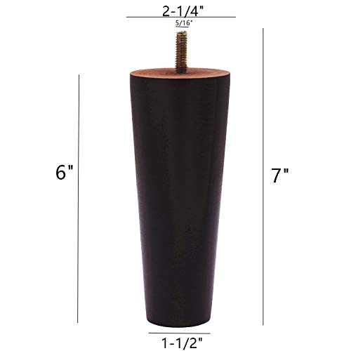WEICHUAN 6 Inch Wood Replacement Furniture Sofa Couch Legs Set of 4 - size: 6"