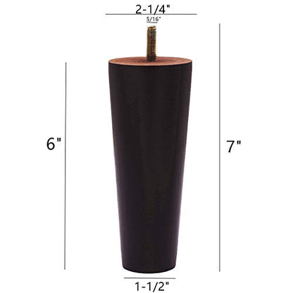 WEICHUAN 6 Inch Wood Replacement Furniture Sofa Couch Legs Set of 4 - size: 6"