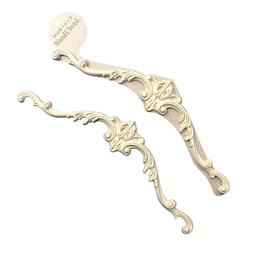 WoodUbend WUB1213 Pack of 2 Pediment Applique - Heat Bendable & Flexible Wood Onlays 17x37.5cm - DIY Craft, Furniture & Home Decor - Easy to Apply & Paint - Versatile, Reusable & Decorative Decals - size: WUB1213