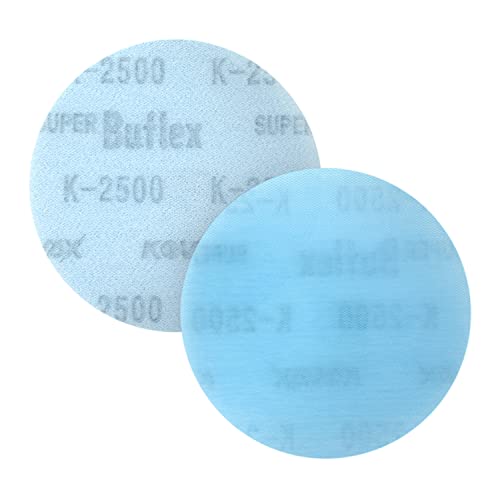 Super Buflex Flexible DRY 3 inch Mini-Sanding Discs JOB-PAK, BLUE K-2500, Hook & Loop, U730-1515, 10 Discs + 1 Pad - color: K-2500 Blue, size: 3" w/ No Holes