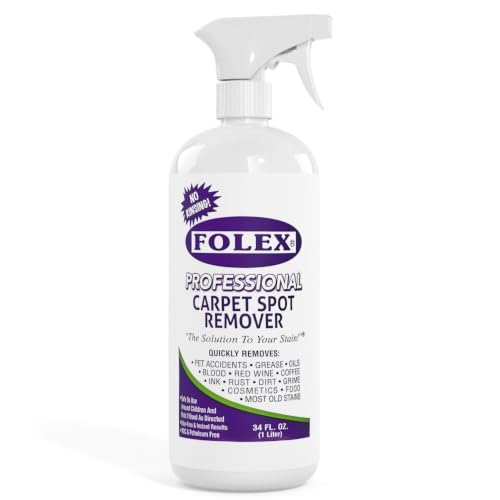 FOLEX Professional Carpet Stain Remover Spray – Stain Remover for Old Stains – Best Remover for Pets – Rug Stain Remover & Upholstery Cleaner – Cleaner Solution for Couches & Car Interiors – 34 oz