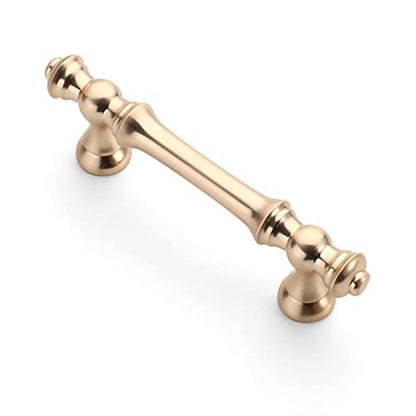 Asidrama 6 Pack 3 Inch(76mm) Brushed Brass Kitchen Cabinet Handles, Gold Cabinet Pulls Kitchen Cabinet Hardware for Cupboard Drawer Pulls - color: Brushed Brass, size: 3" Hole Center, style: 6 Pack