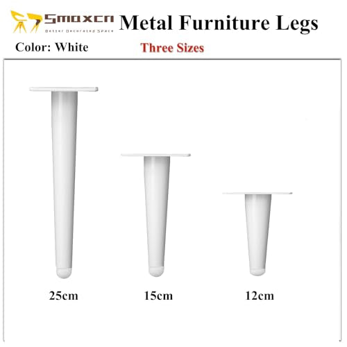 4pcs 6 inch (15cm) White Metal Furniture with Level Feet - color: White, size: 6 inch