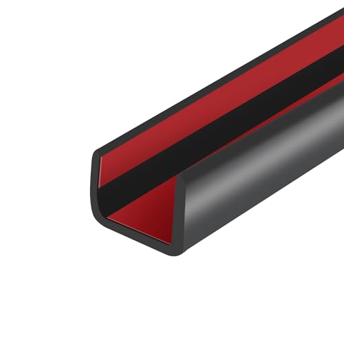 Rubber Edge Trim, Self-Adhesive U Channel Edge Protector for Plywood, Cabinet, 1/2" Wood Edge Banding, Flexible Furniture Repair, EPDM Material, Fit 1/2"(12mm), Length 20Ft, Black Color - size: Fit 1/2"- L20‘