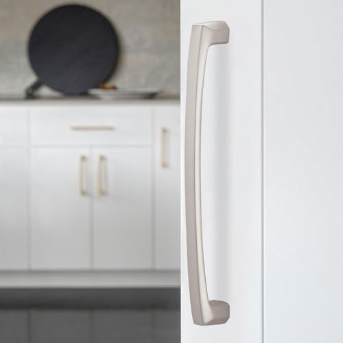 10 Pack 7 Inch Kitchen Cabinet Handles Brushed Satin Nickel Cabinet Pulls Silver Drawer Pulls Zinc Alloy Kitchen Hardware - color: Brushed Satin Nickel, size: 7'' Hole Center(177mm)
