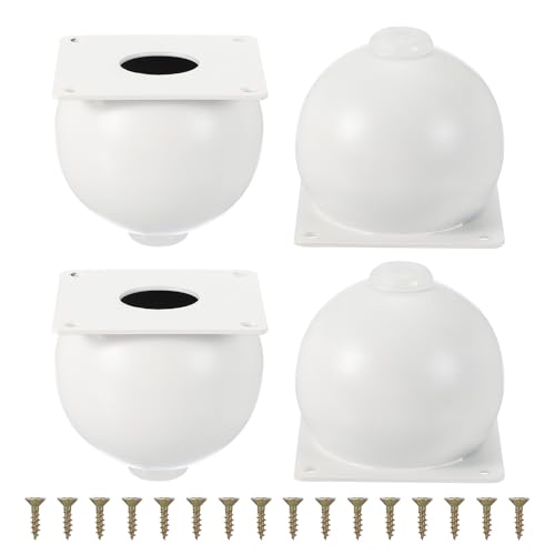 uxcell Legs for Furniture Set of 4, Heavy Duty Metal Sphere Furniture Feet with Rubber Pads for Dresser, Sofa, Tables, Bed and Cabinet(2.8", White) - color: White, size: 2.8"