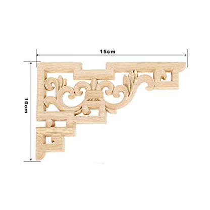4Pcs Wood Carved Appliques Corner Wooden Carving Onlay Decal for Furniture