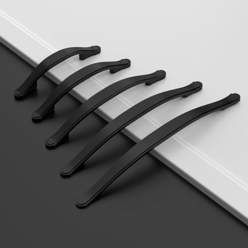 Amerdeco 10 Pack Matte Black Cabinet Pulls 3 Inch(76mm) Hole Center Cabinet Hardware Kitchen Cabinet Handles for Bathroom Dresser Pulls ZH0068 - color: Matte Black, size: 3"/76MM Hole Center